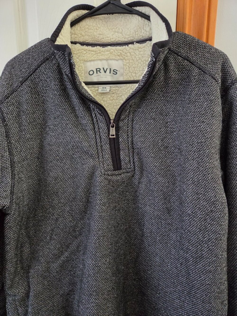 Orvis Classic Collection Men's Black & Gray 1/4 Zip Fleece Lined Jacket Size-M